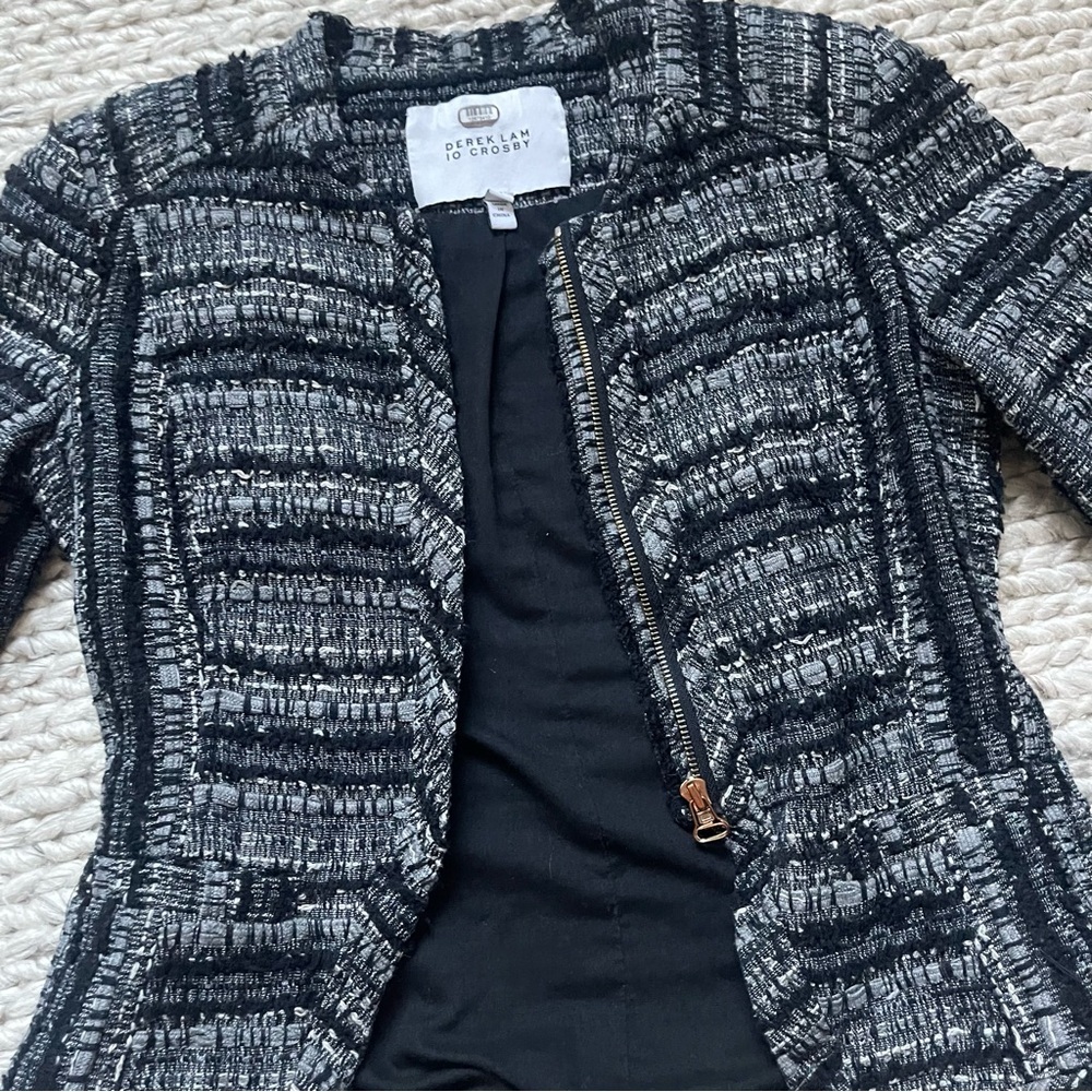 Derek Lam 10 Crosby Black and Gray Women's Tweed Jacket - Picture 6 of 8